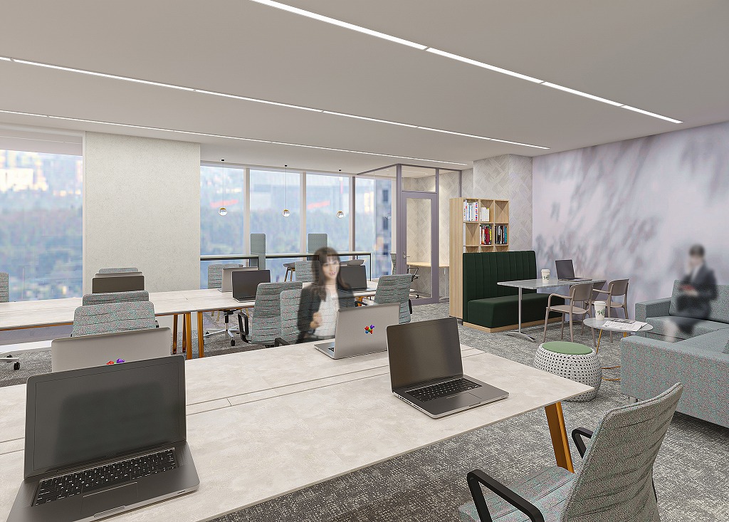 【セットアップ】新宿区　30坪台のオフィスに大型ルーフバルコニー完備、新宿駅へのアクセス抜群
