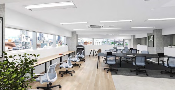 【セットアップ】目黒区エリア☆働きやすい導線、快適な仕事空間。爽やかな雰囲気の内装デザイン・家具付きオフィス！